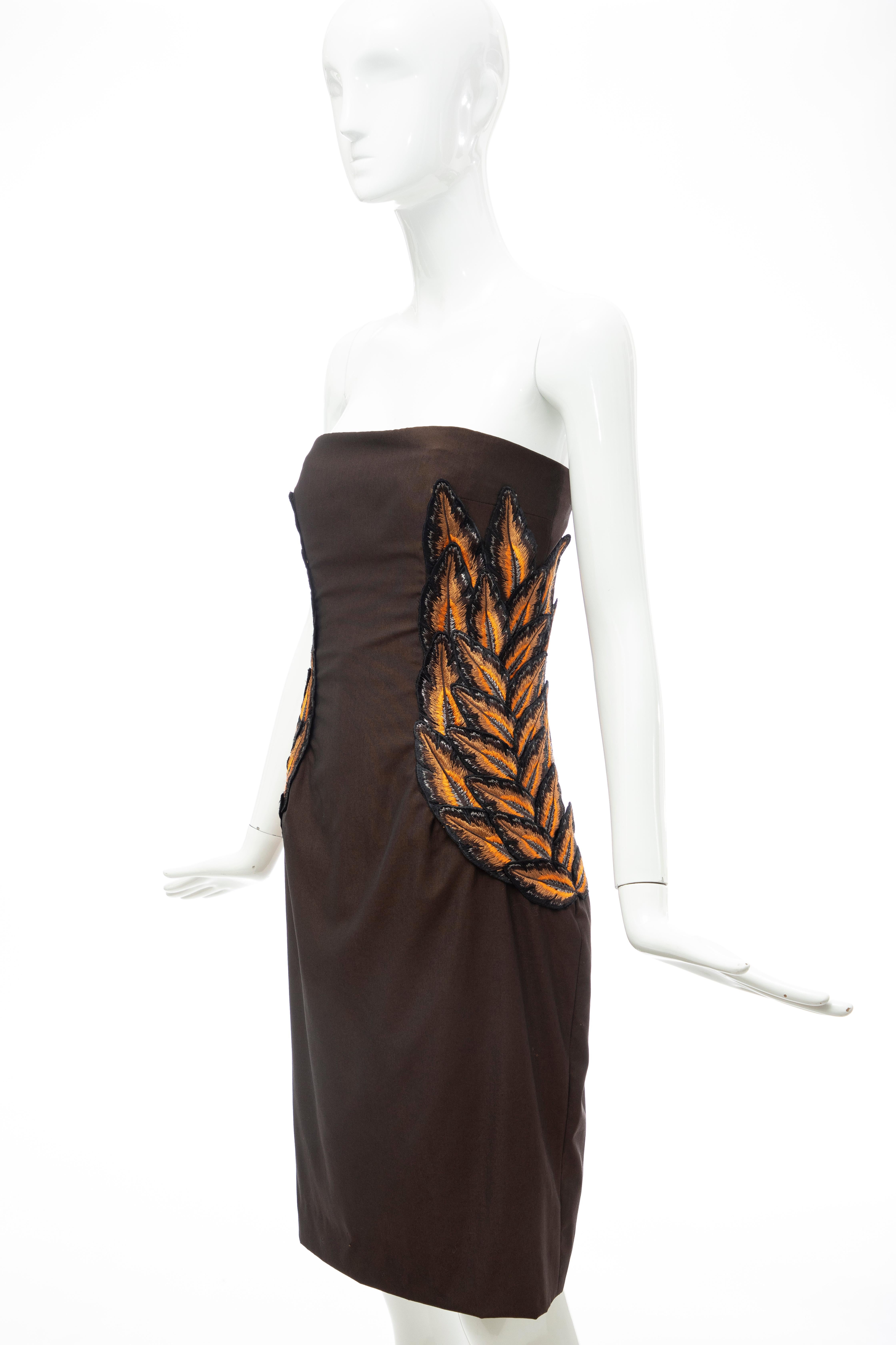 Women's Alexander McQueen Givenchy Couture Strapless Wool Embroidered Dress, Spring 1998 For Sale