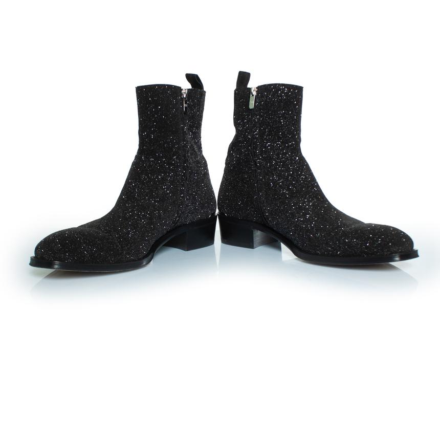 Noir Alexander McQueen, bottines à paillettes en noir en vente