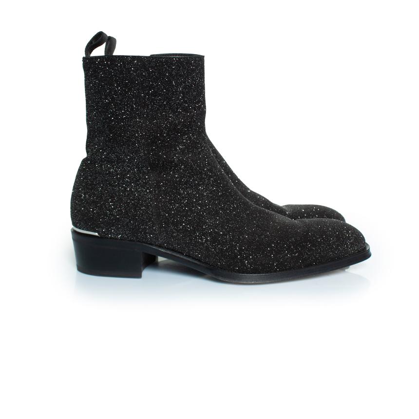 Alexander McQueen, bottines à paillettes en noir Pour hommes en vente