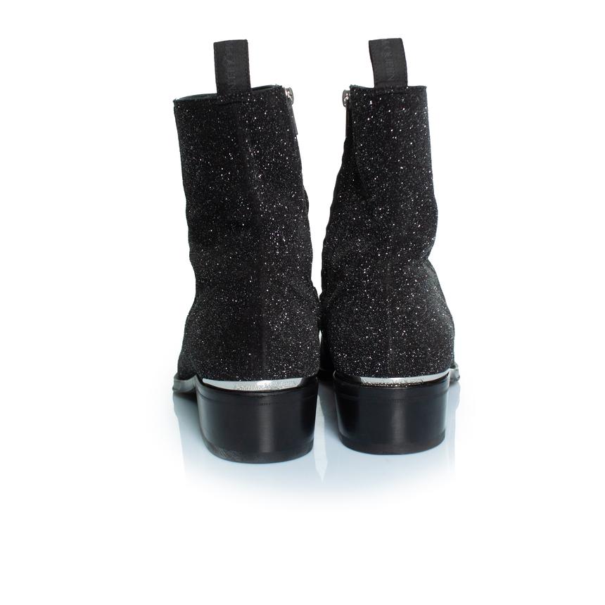 Alexander McQueen, bottines à paillettes en noir en vente 1