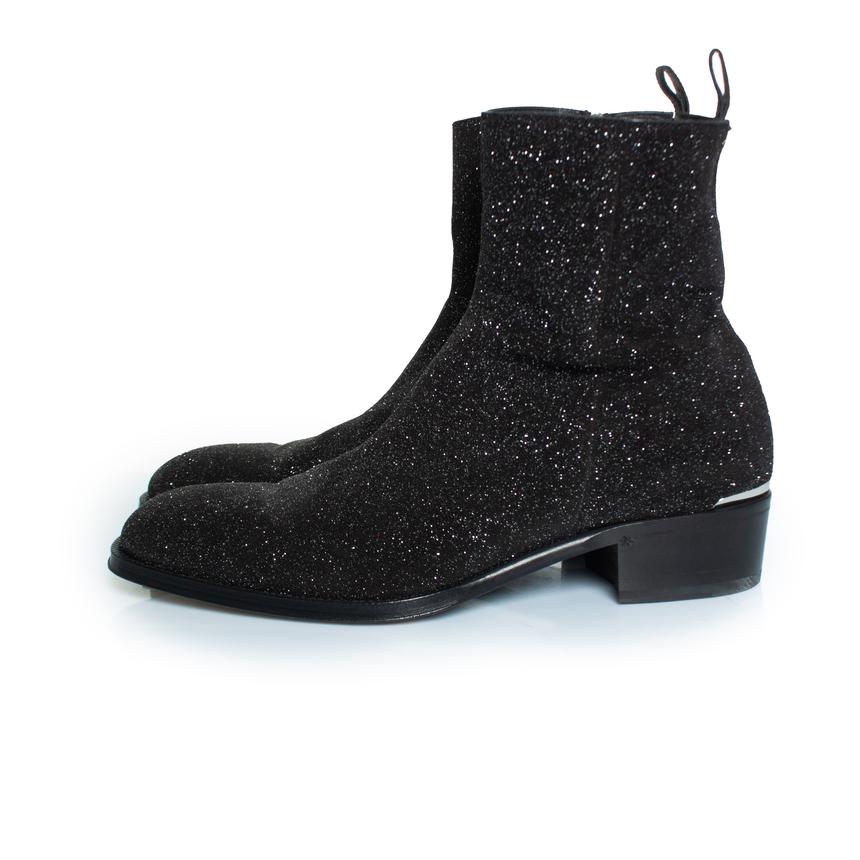 Alexander McQueen, bottines à paillettes en noir en vente 2