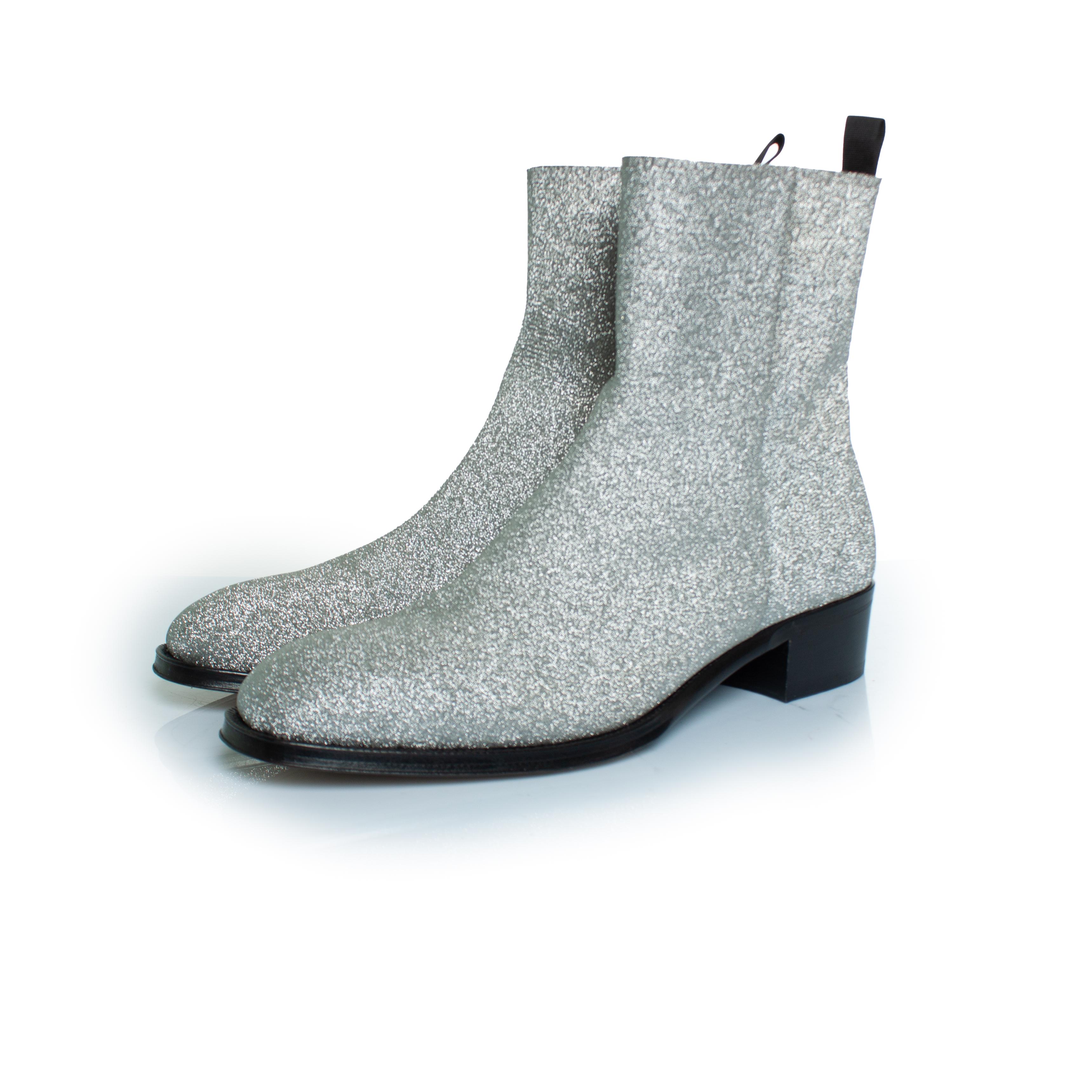 Alexander McQueen, Botines de purpurina en plata en venta