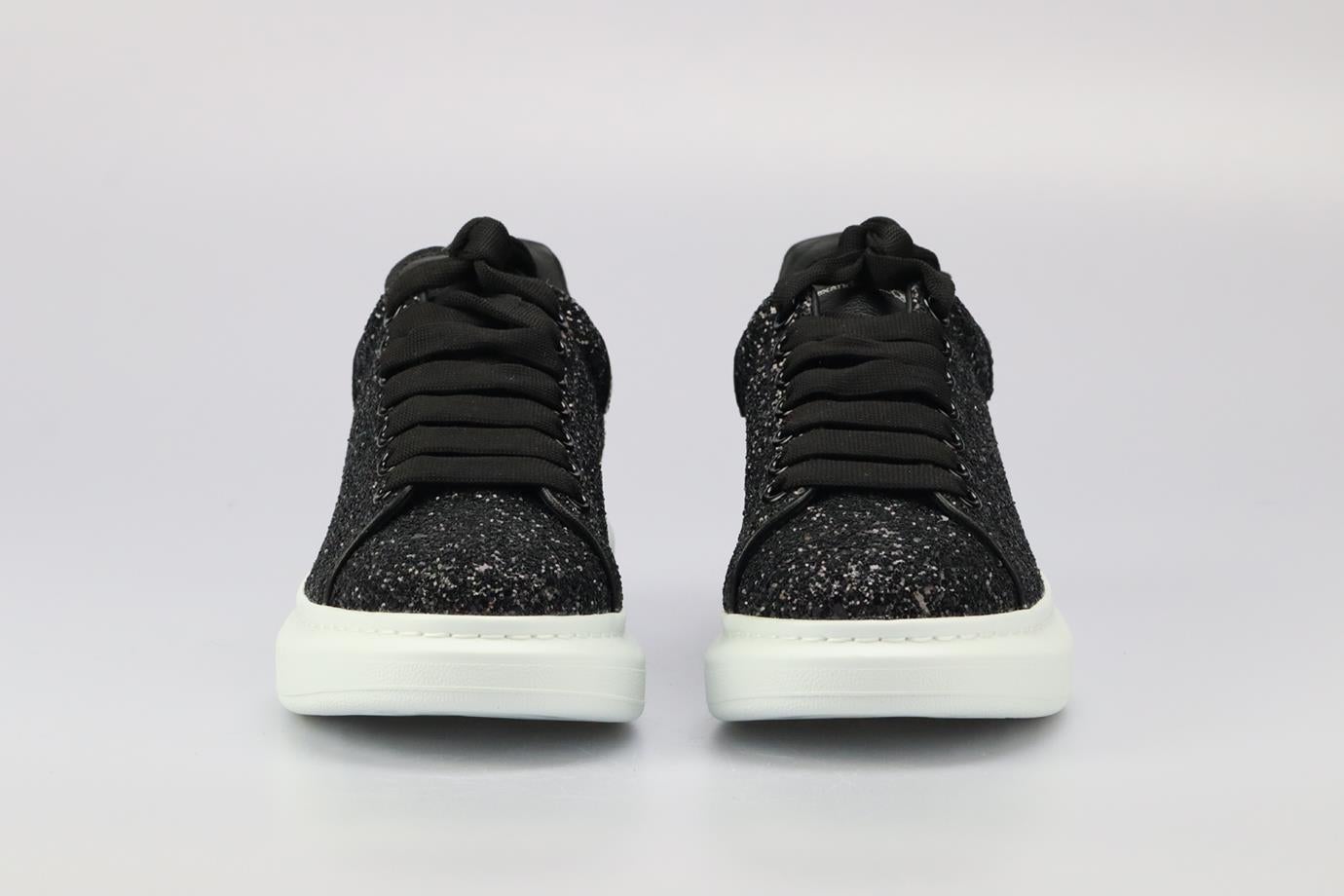 Alexander Mcqueen Glittered Leather Platform Sneakers Eu 40 Uk 7 Us 10 In Excellent Condition In London, GB