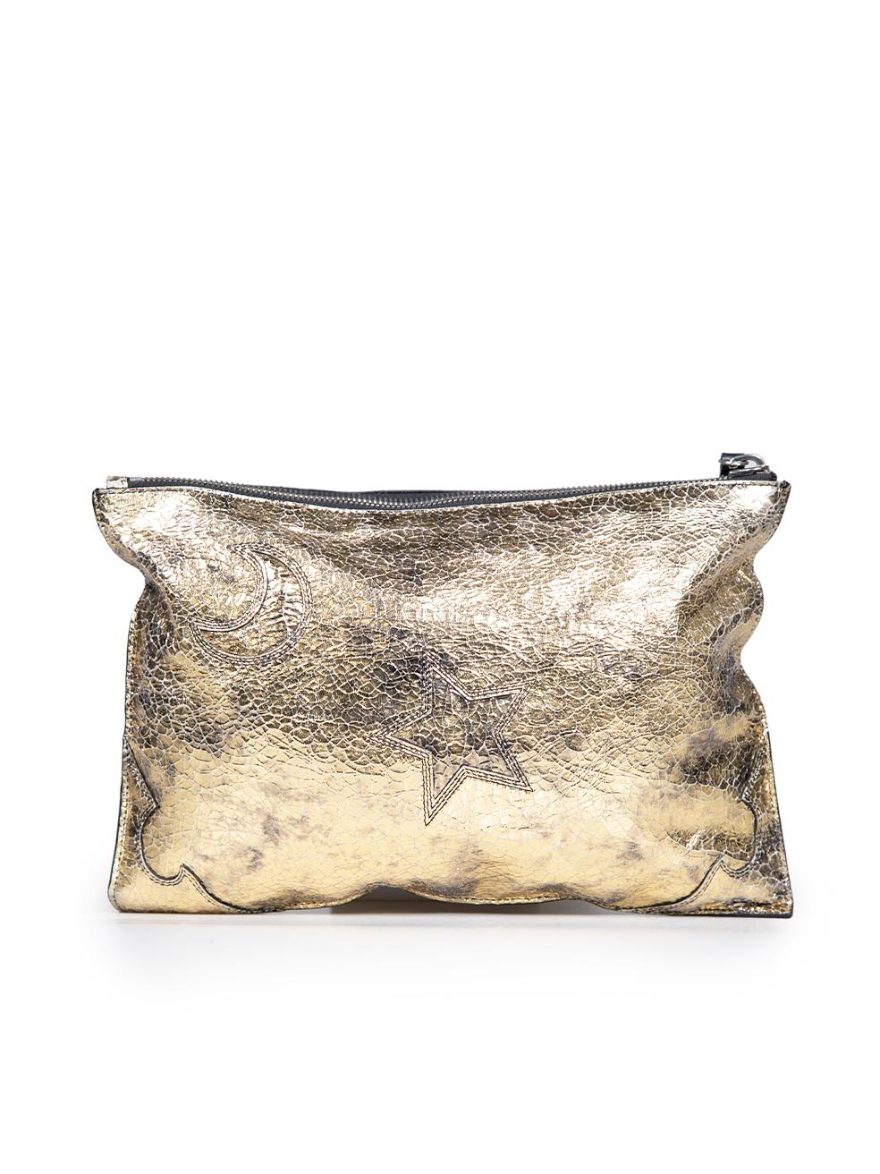 Alexander McQueen Gold Crinkle Wristlet Clutch In Excellent Condition In London, GB