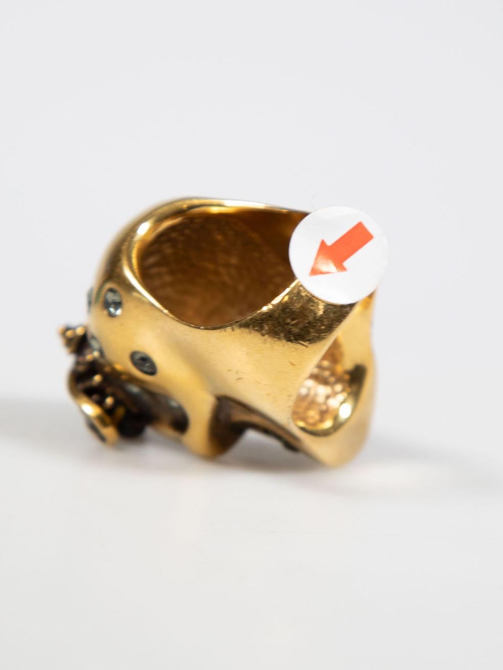 Women's Alexander McQueen Gold Crystal Skull Bee Ring