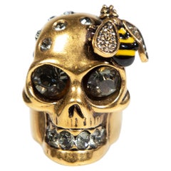 Alexander McQueen Gold Kristall Schädel- Bienenring mit Totenkopf