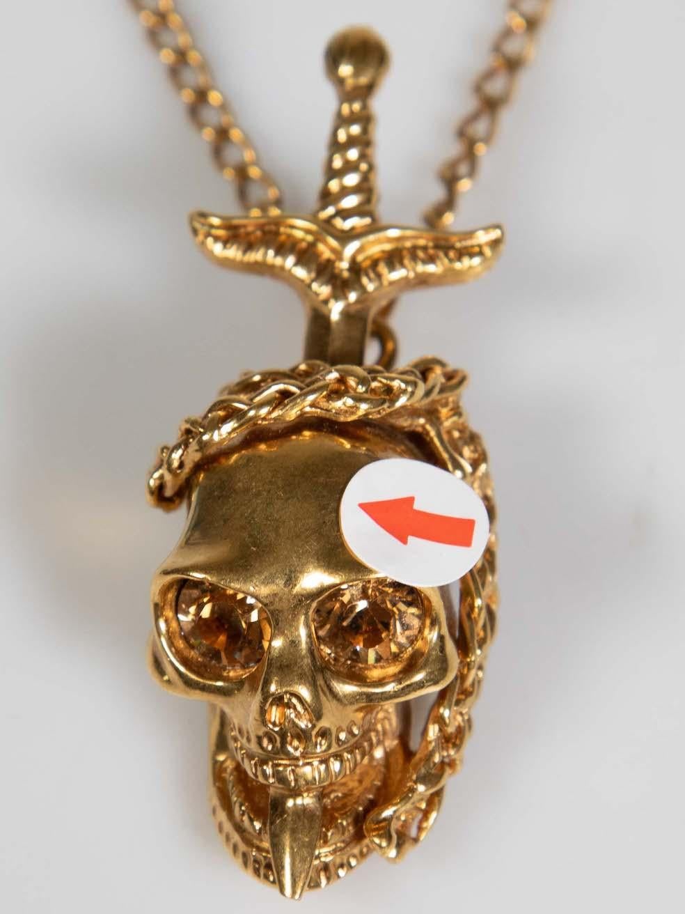 Alexander McQueen Gold Embellished Skull Necklace 1