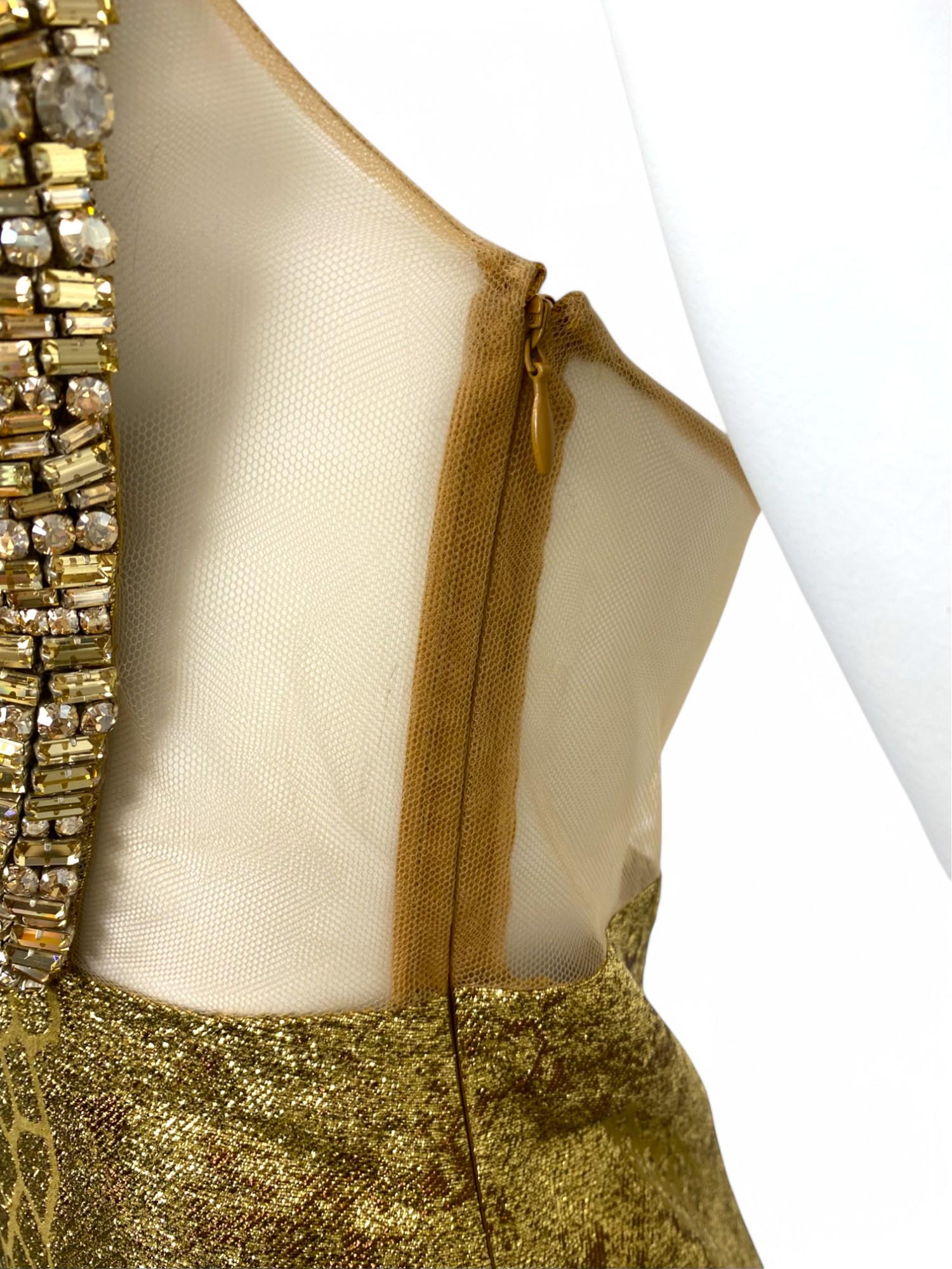 Alexander McQueen Gold Jeweled Evening Gown Sz: 40 For Sale 6