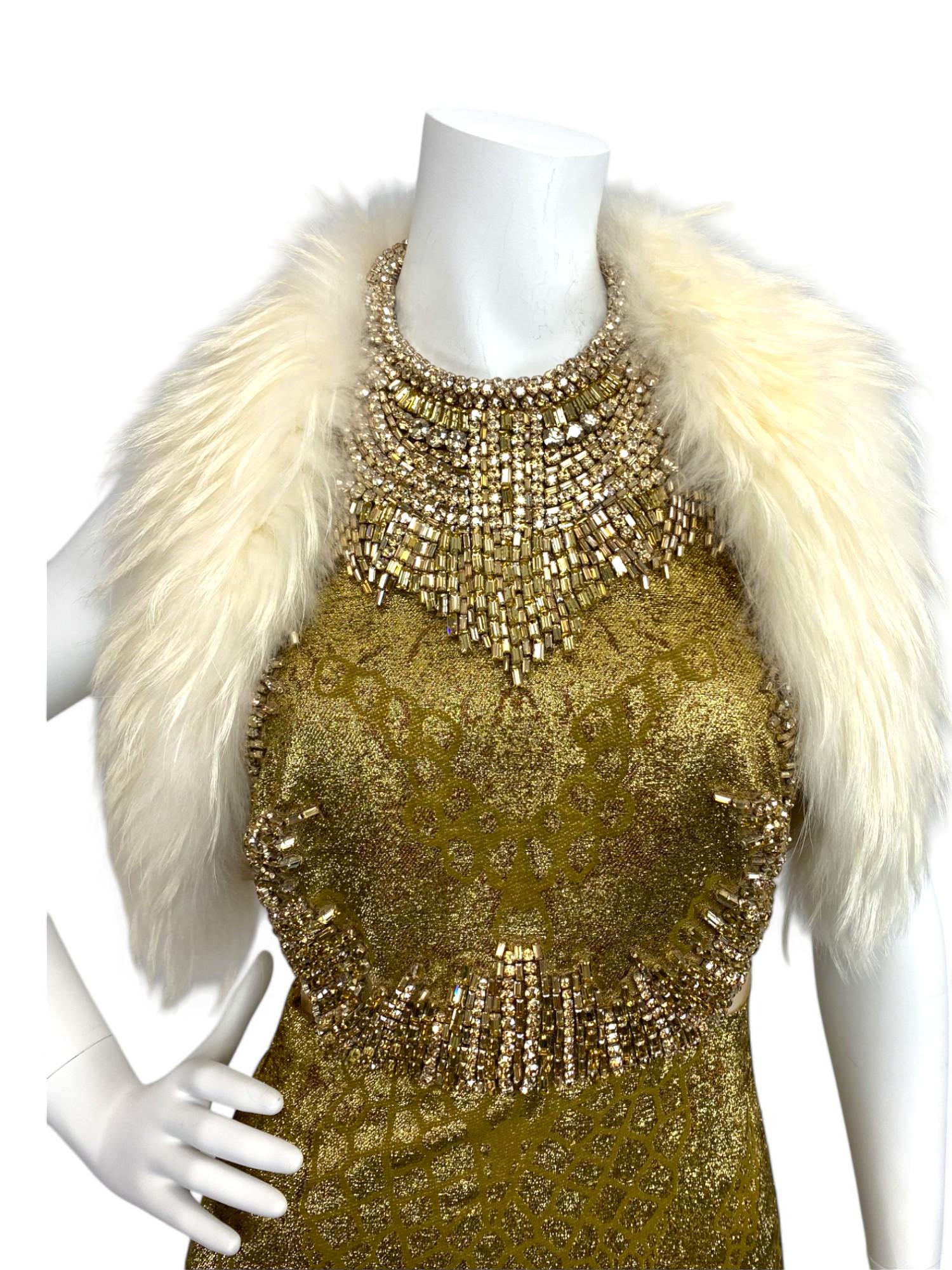 Alexander McQueen Gold Jeweled Evening Gown Sz: 40 For Sale 8