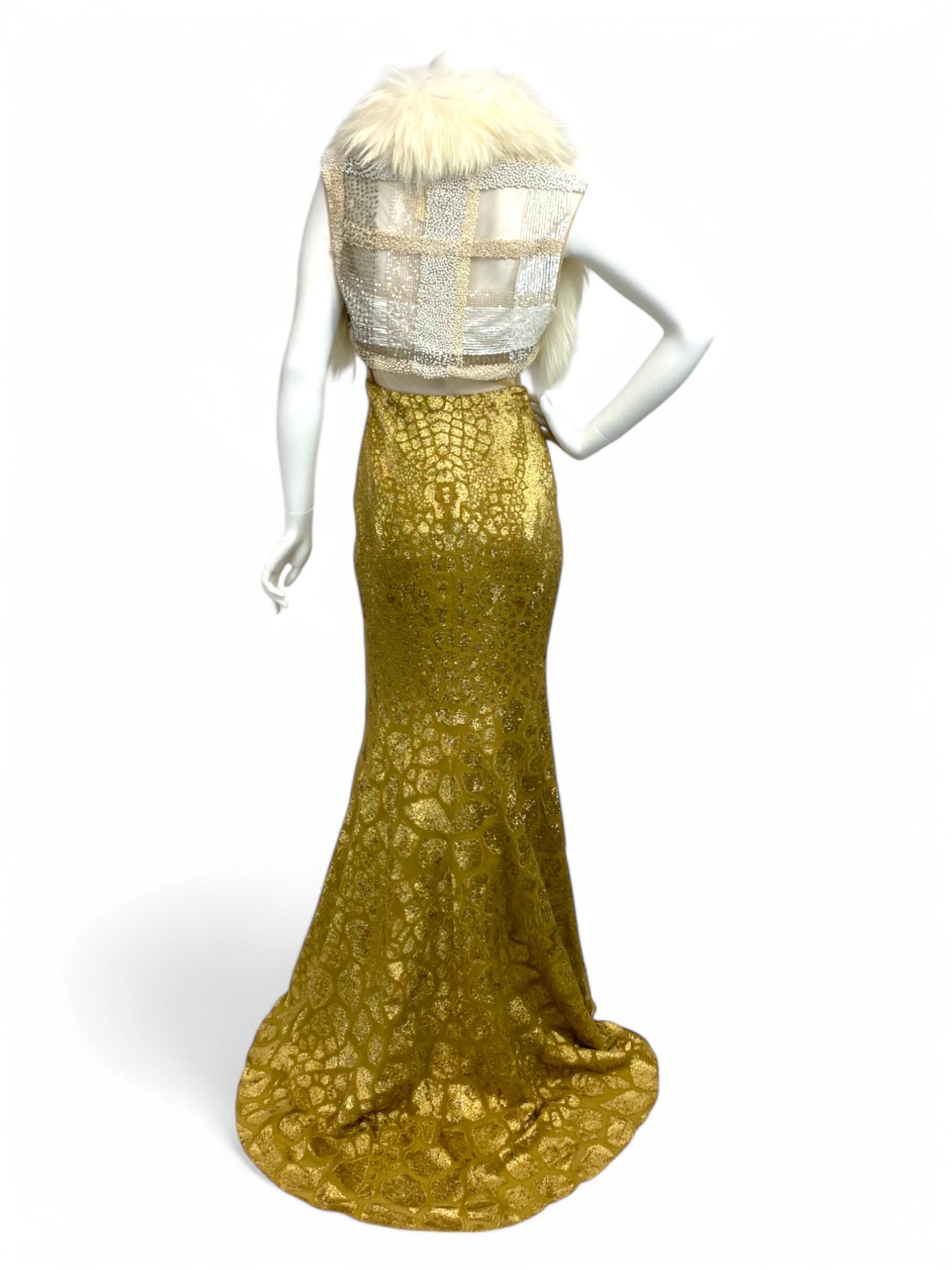 Alexander McQueen Gold Jeweled Evening Gown Sz: 40 For Sale 9