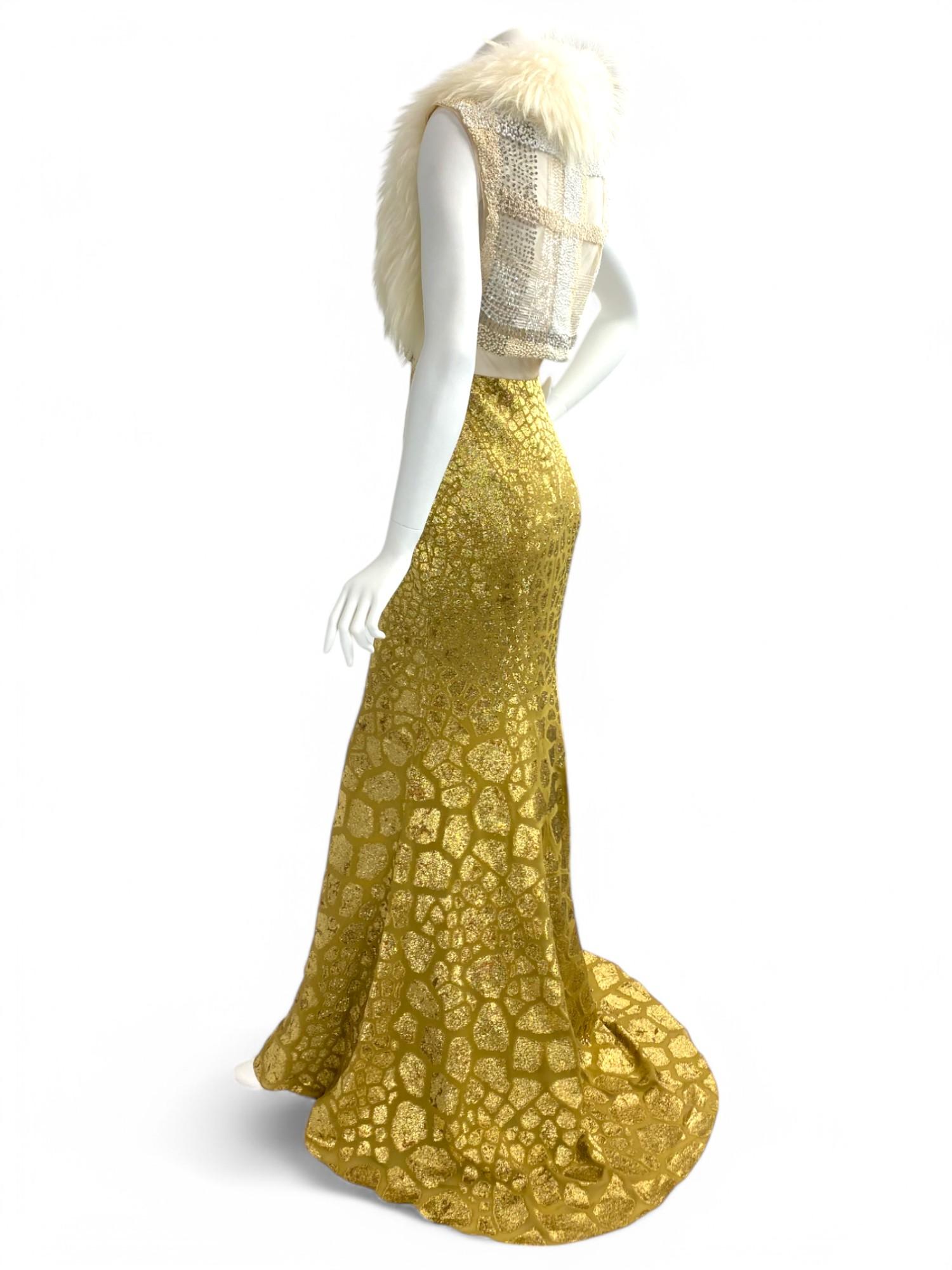 Alexander McQueen Gold Jeweled Evening Gown Sz: 40 For Sale 10