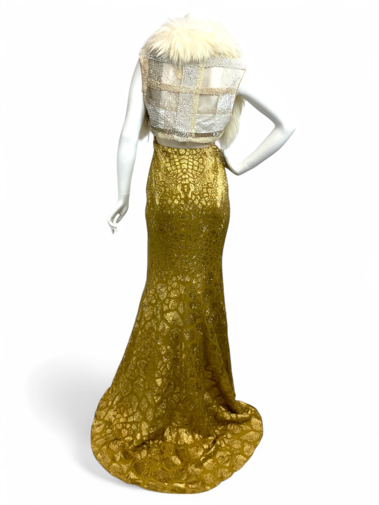 Alexander McQueen Gold Jeweled Evening Gown Sz: 40 For Sale 11