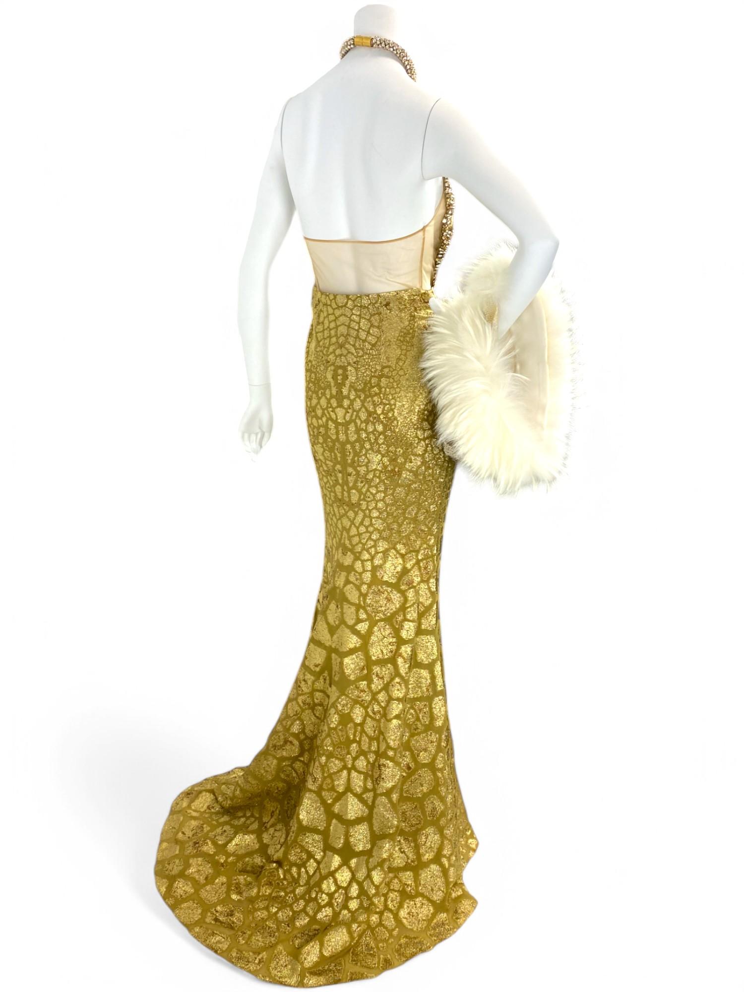 Alexander McQueen Gold Jeweled Evening Gown Sz: 40 For Sale 14