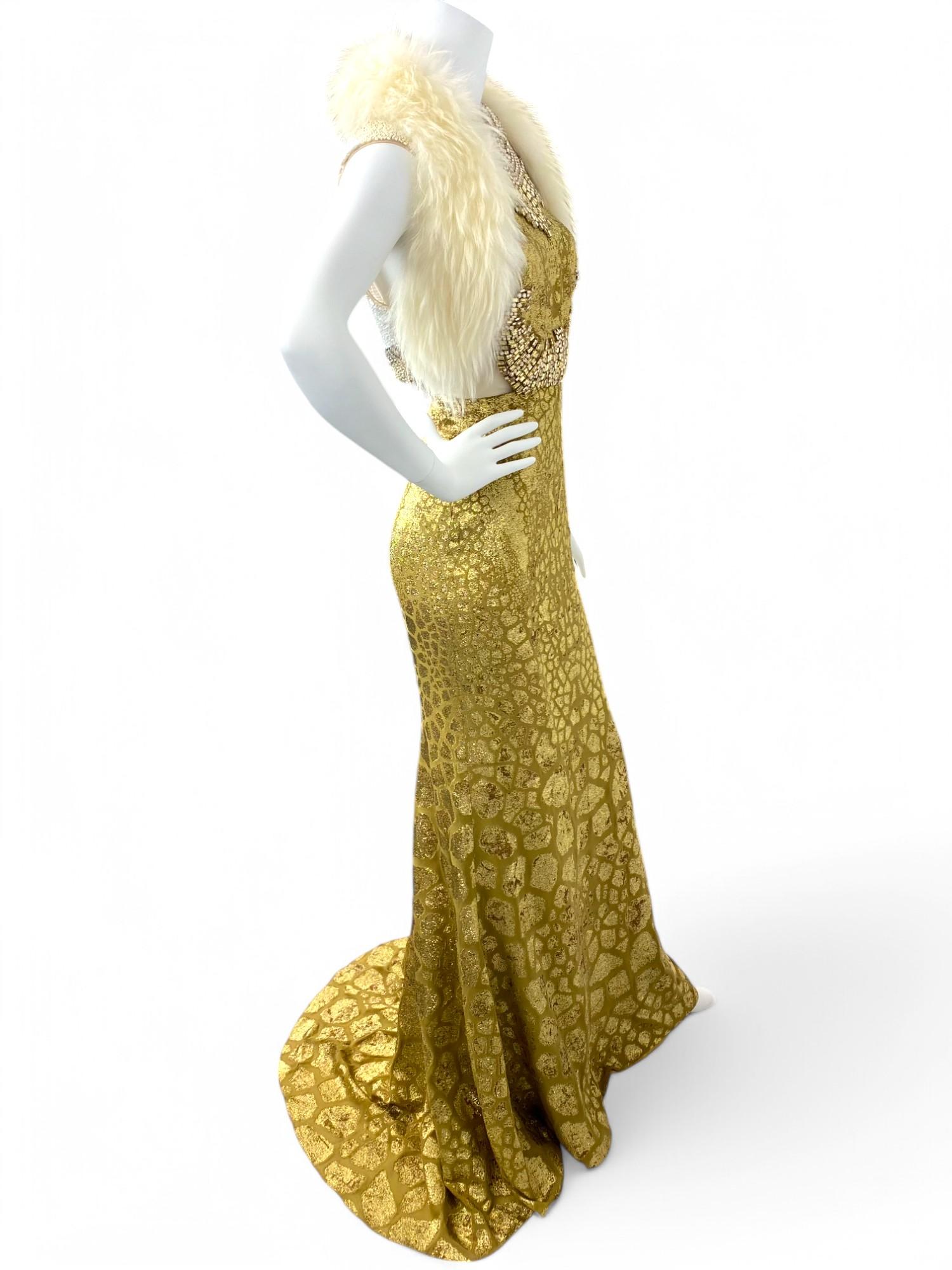 Alexander McQueen Gold Jeweled Evening Gown Sz: 40 For Sale 13