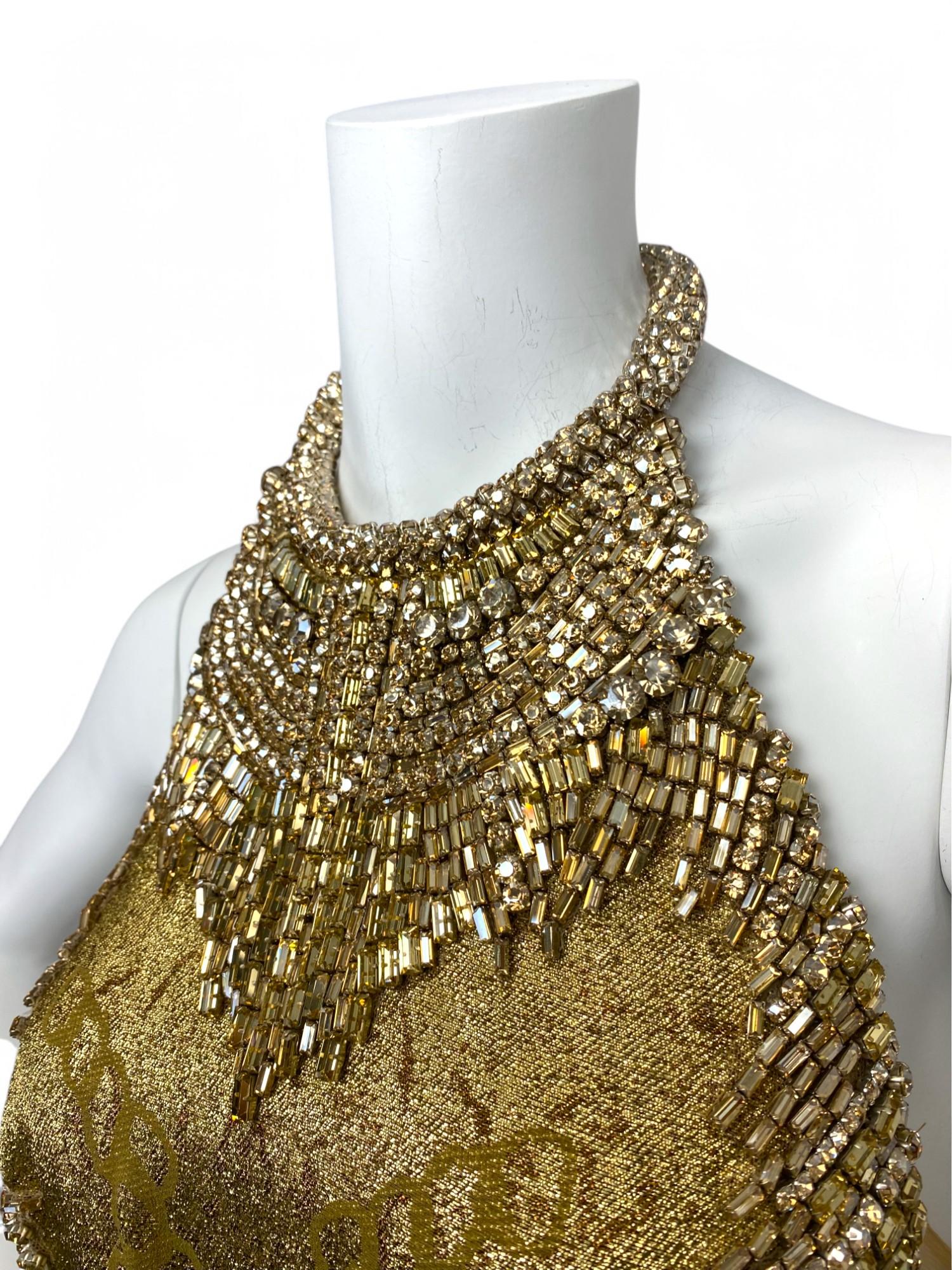 Alexander McQueen Gold Jeweled Evening Gown Sz: 40 For Sale 5