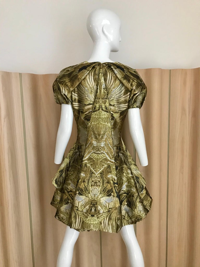 Alexander McQueen Gold Metallic Dress from 2010 For Sale at 1stDibs
