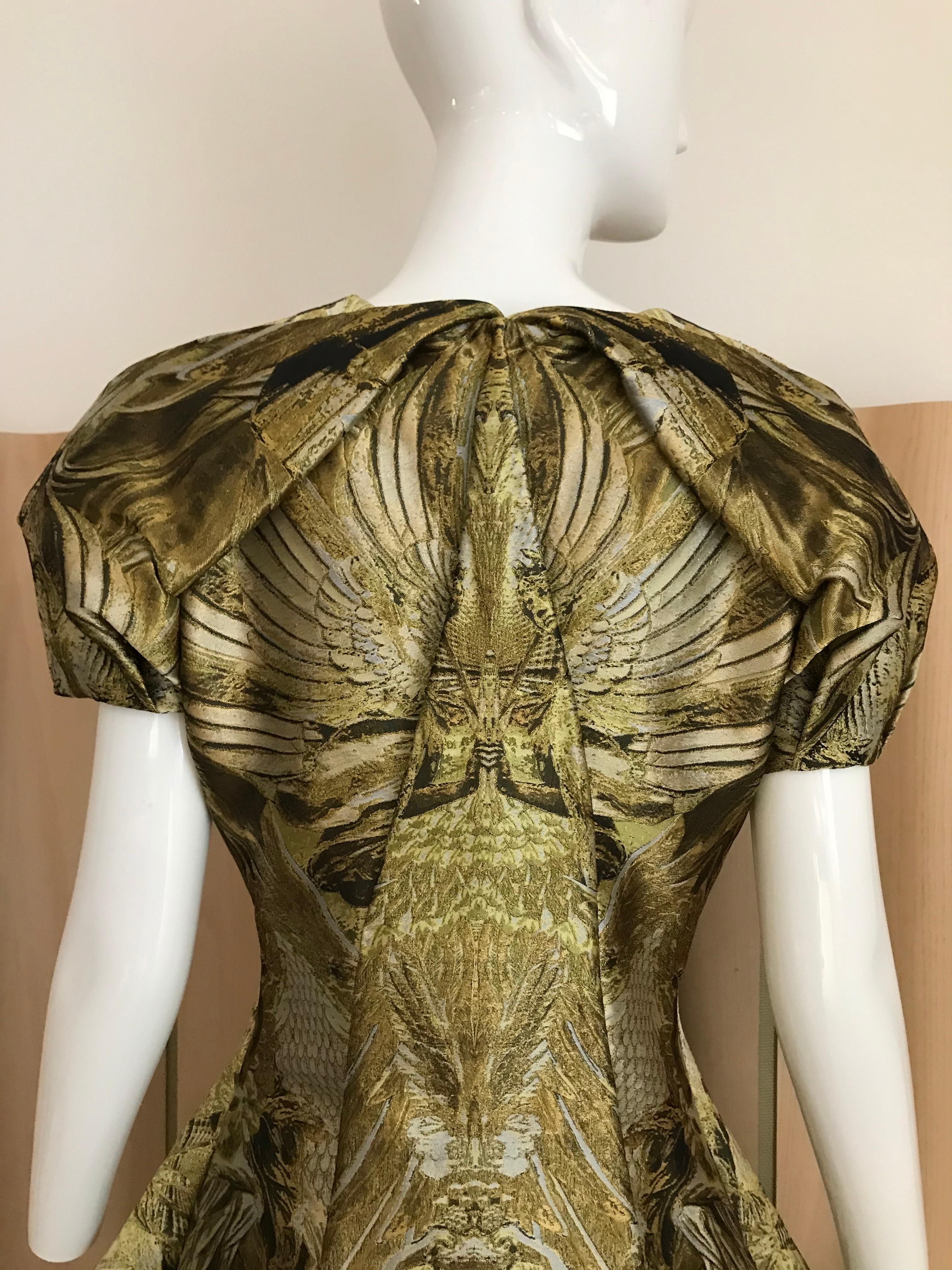 Brown Alexander McQueen Gold Metallic Dress from 2010 