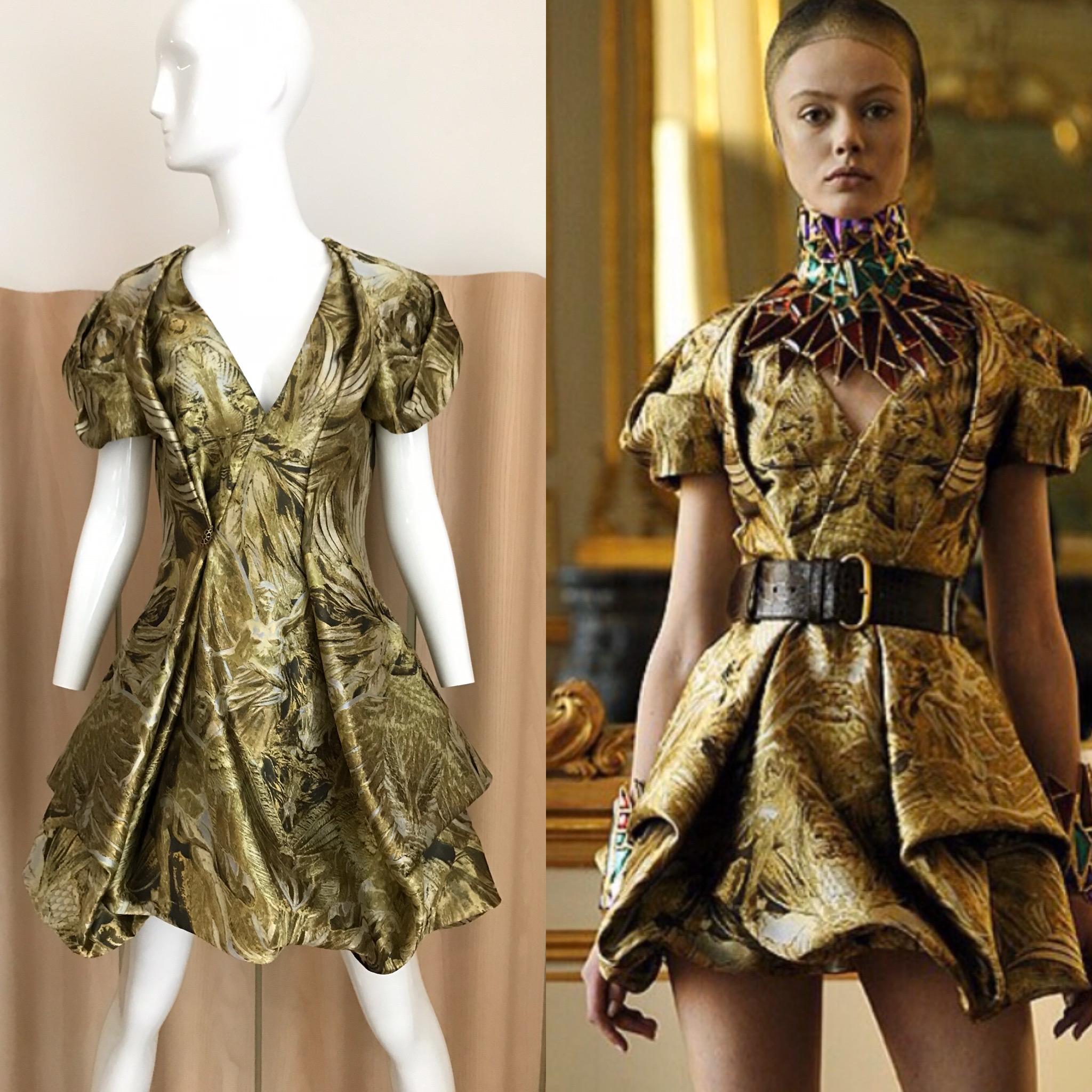 Women's Alexander McQueen Gold Metallic Dress from 2010 