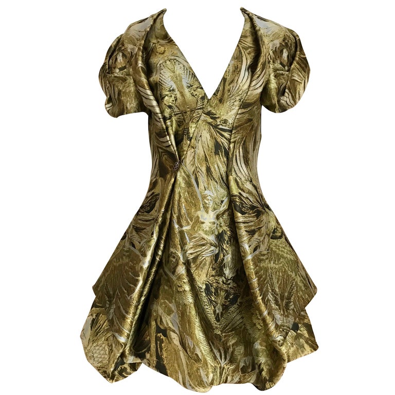 Alexander McQueen Gold Metallic Dress from 2010 For Sale at 1stDibs |  alexander mcqueen gold dress, metalic dress