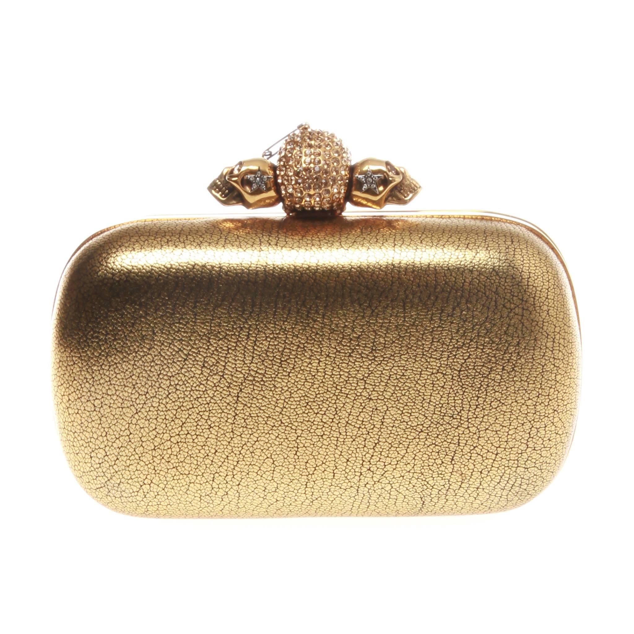 alexander mcqueen gold clutch