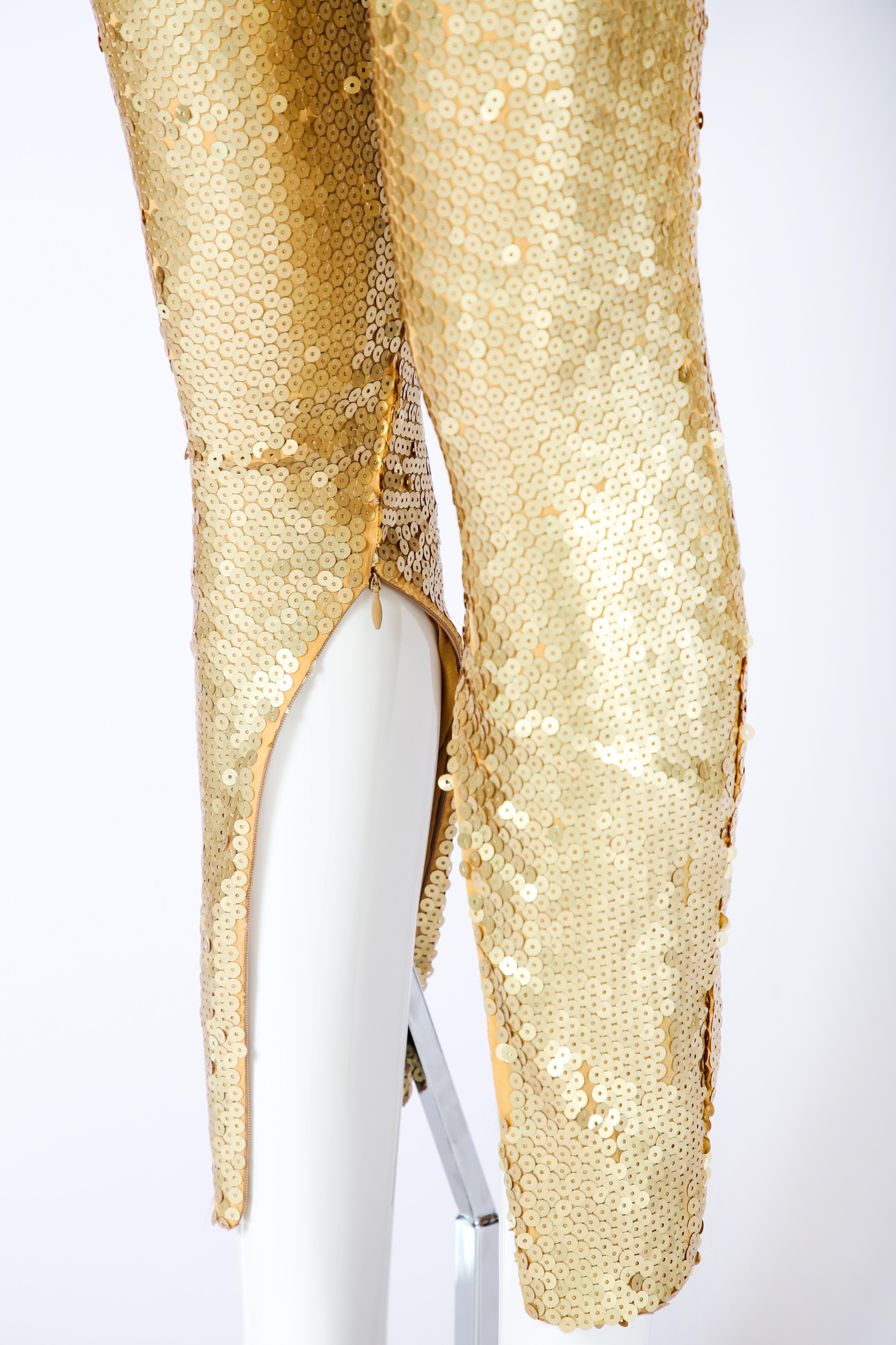 Alexander McQueen Gold Sequin Leggings 2008  In Good Condition In Studio City, CA