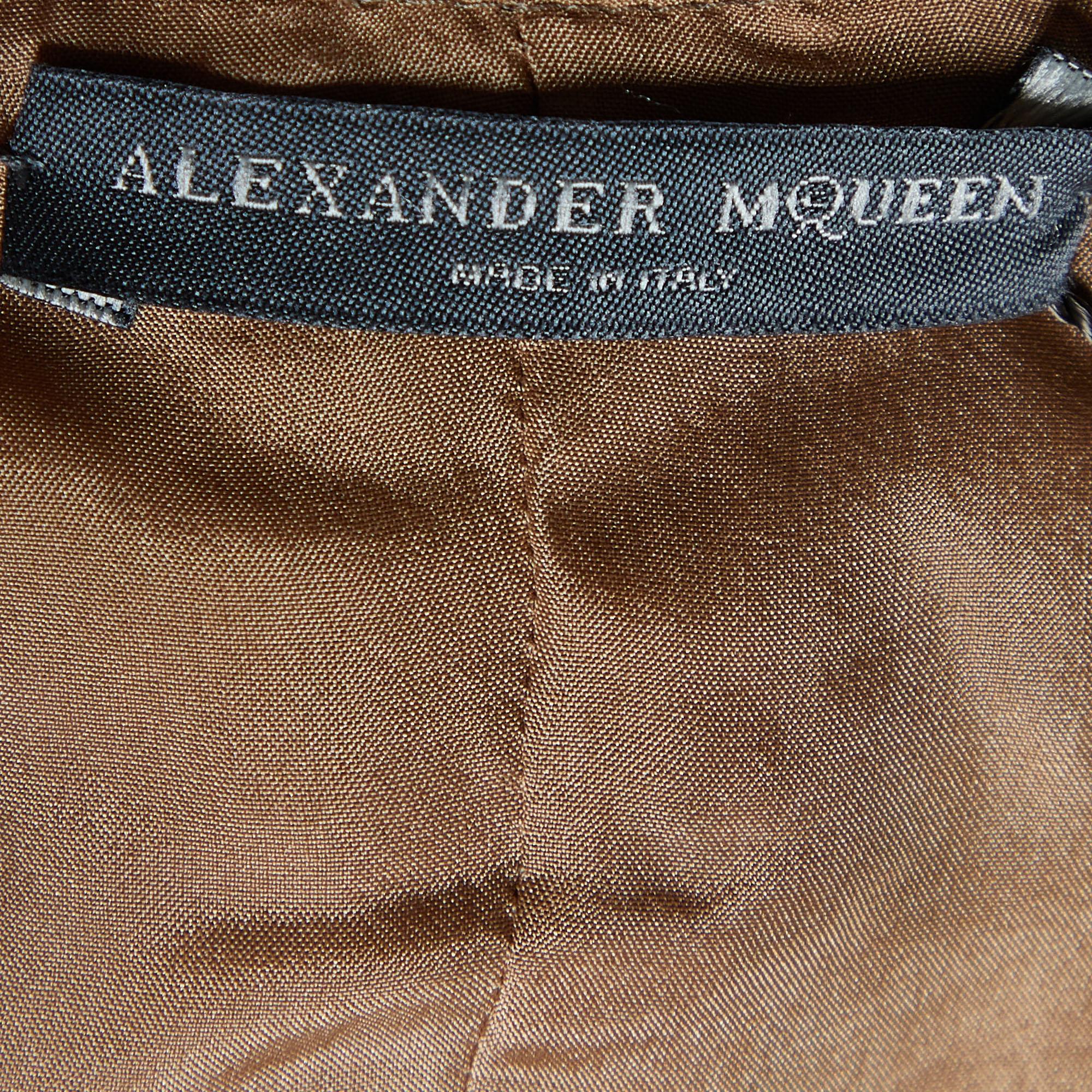 Alexander McQueen Gold Silk Open Front Full Sleeve Shrug M For Sale 1