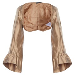 Alexander McQueen Gold Silk Open Front Full Sleeve Shrug M