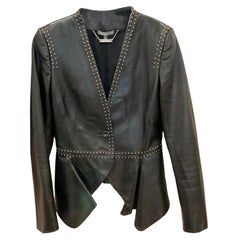Alexander McQueen Gold Studded Black Leather Jacket