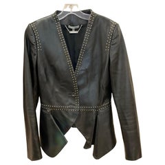 Alexander McQueen Gold Studded Black Leather Jacket