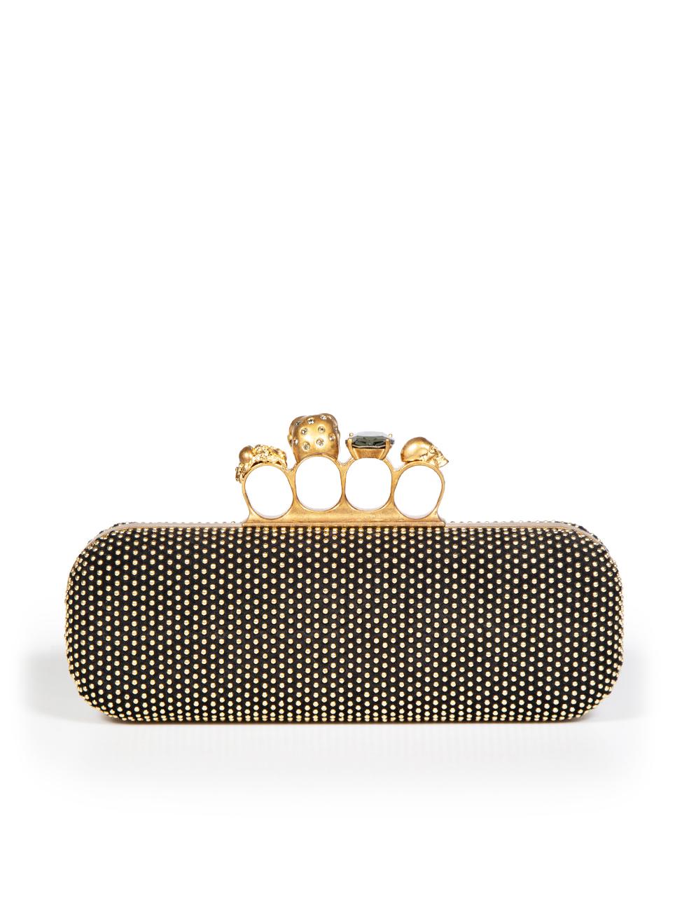 Alexander McQueen Gold Studded Brass Knuckles Box Clutch In Excellent Condition For Sale In London, GB