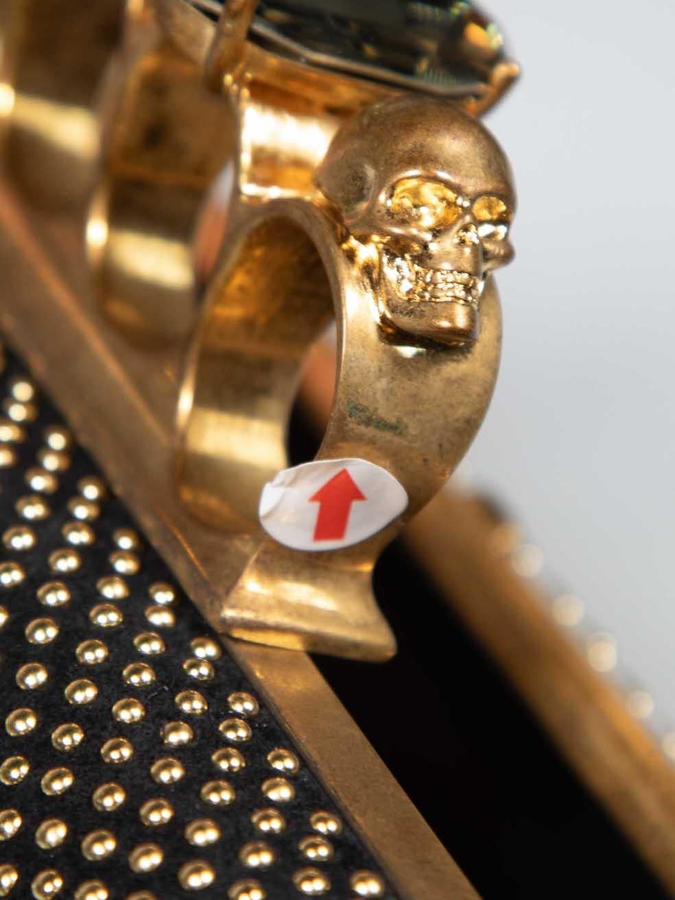 Alexander McQueen Gold Studded Brass Knuckles Box Clutch For Sale 2