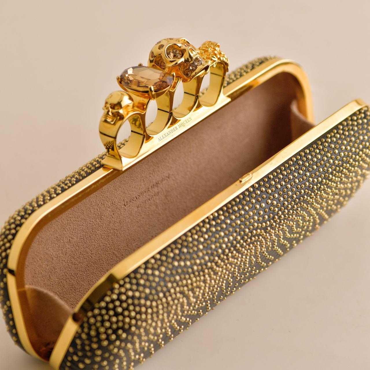 Women's or Men's Alexander McQueen Gold Studded Four Ring Knuckle Clutch Bag