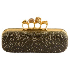 Used Alexander McQueen Gold Studded Four Ring Knuckle Clutch Bag
