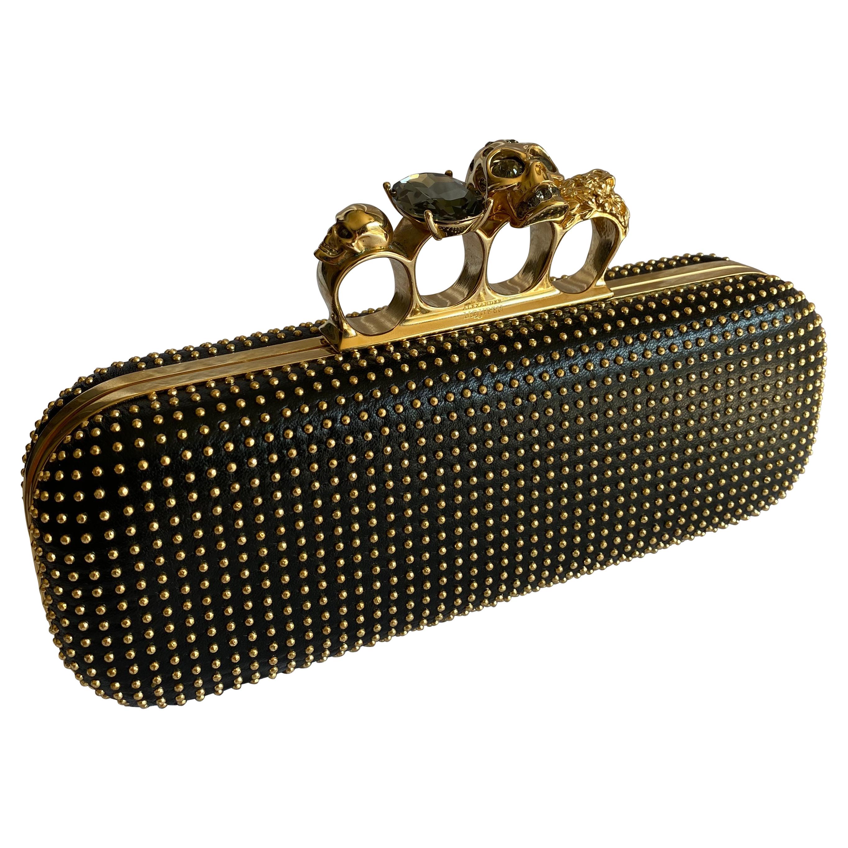 Alexander McQueen Gold Studded Knuckle Duster Skull Clutch