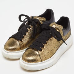 Alexander McQueen Gold Texture Leather Classic Larry Lace Up Sneakers Size 36.5