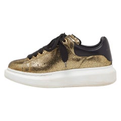 Alexander McQueen Gold Texture Leather Classic Larry Lace Up Sneakers Size 36.5