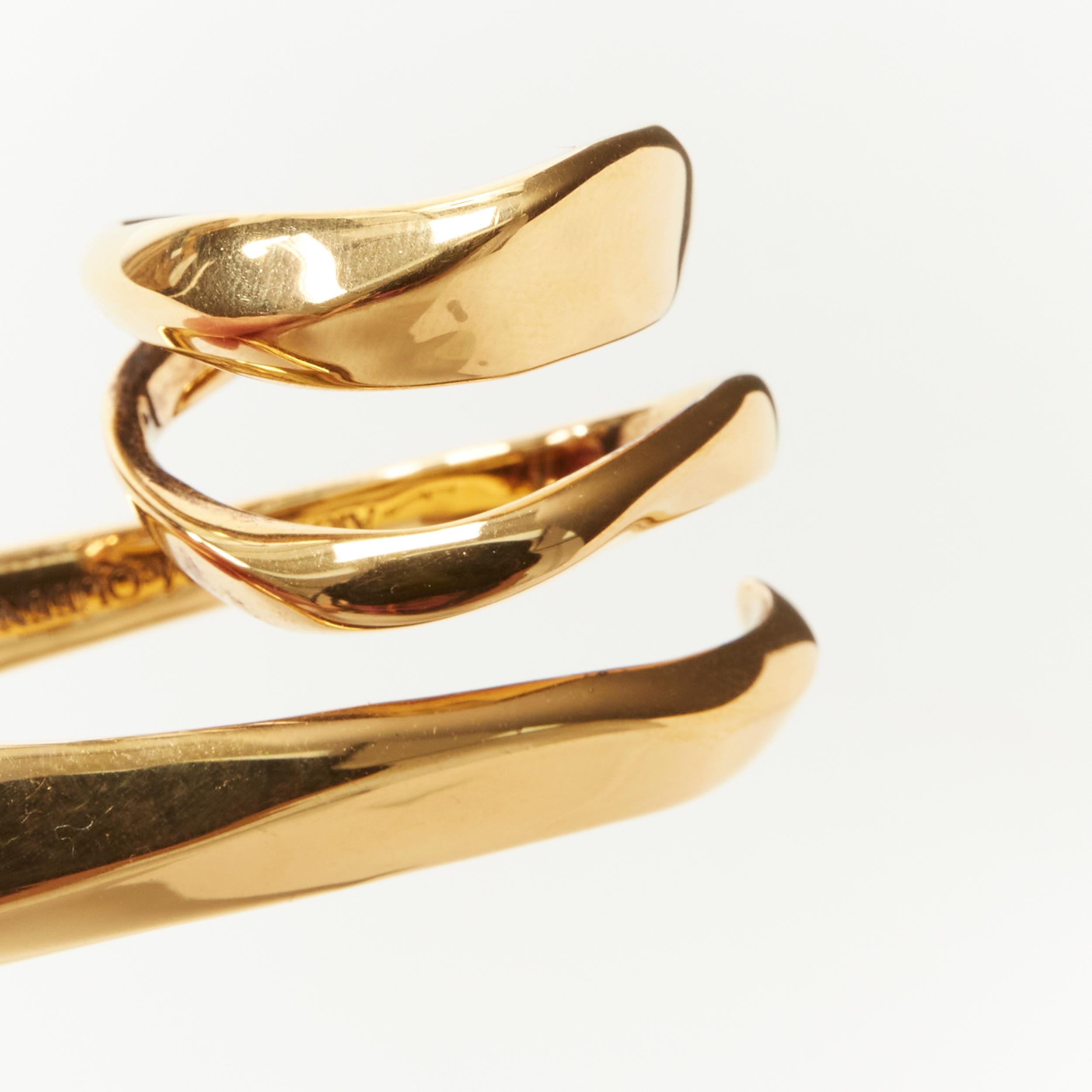 Women's ALEXANDER MCQUEEN gold tone architectural double finger coil ring