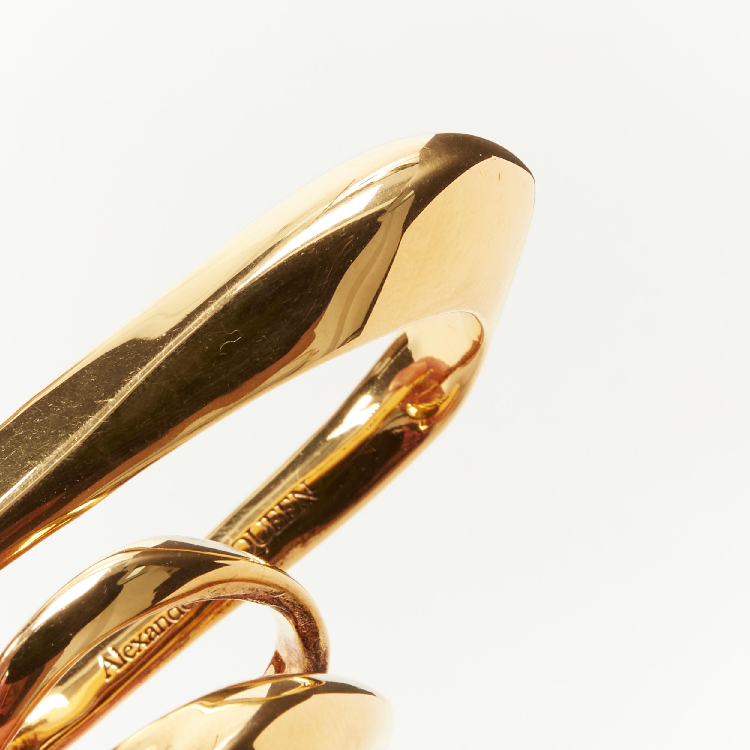 ALEXANDER MCQUEEN gold tone architectural double finger coil ring 1