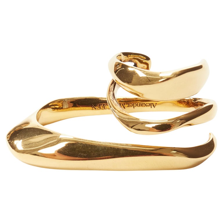 ALEXANDER MCQUEEN gold tone architectural double finger coil ring For ...
