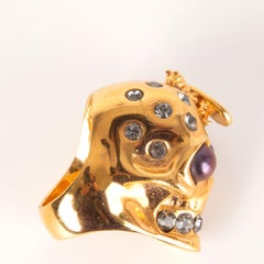 ALEXANDER MCQUEEN gold-tone brass BEE & SKULL Ring 7