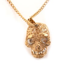 ALEXANDER MCQUEEN gold-tone brass FILIGREE SKULL Chain Necklace