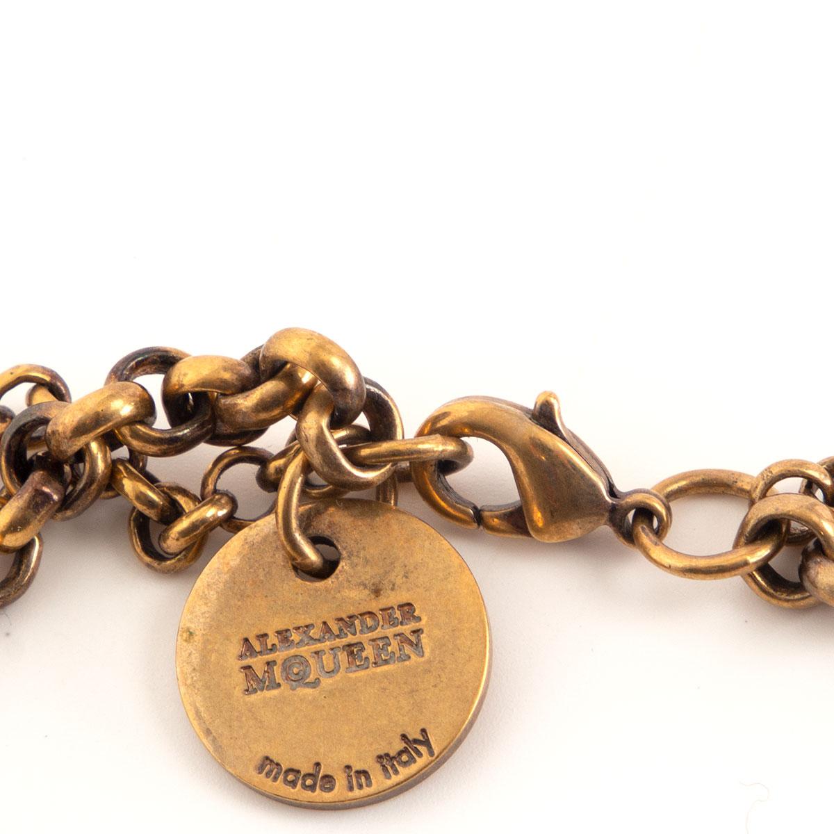 ALEXANDER MCQUEEN gold-tone brass FLOWER & SKULL Chain Necklace 2