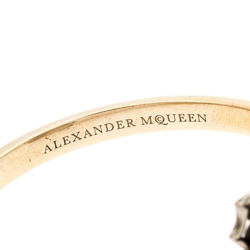 Women's Alexander McQueen Gold Tone Crystal Embellished Beetle Cuff Bracelet S