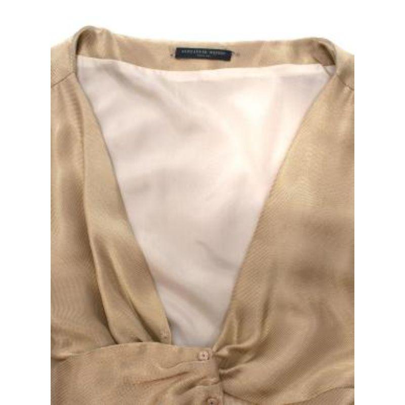 Alexander McQueen Gold Woven Silk Plunge Bow Detail Dress For Sale 4