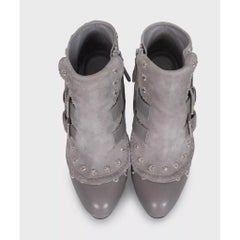 Alexander McQueen – Graue Wildleder-Stiefeletten, Größe EU 37, mit Stiletto-Absatz