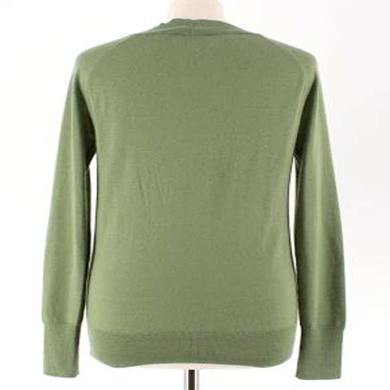 Alexander McQueen Green Deep V Neck Knit Top In Good Condition For Sale In London, GB