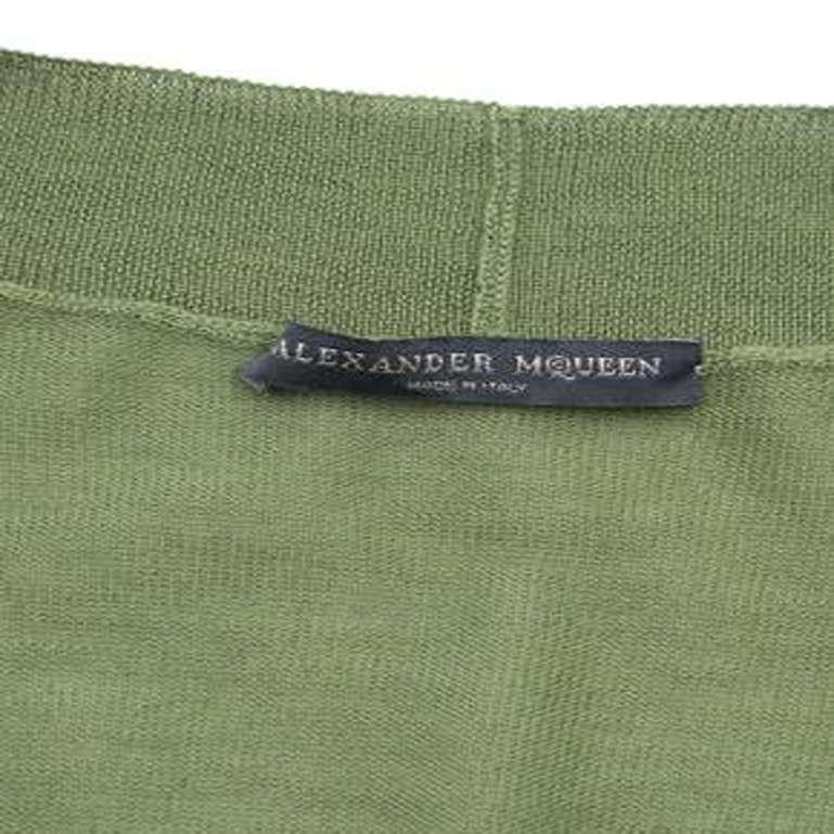 Alexander McQueen Green Deep V Neck Knit Top For Sale 1