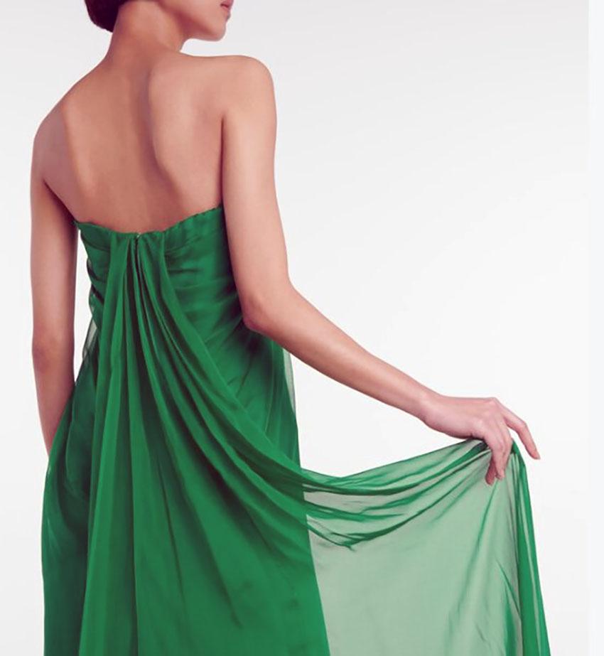 ALEXANDER MCQUEEN GREEN EVENING DRESS Sz IT 40 - 4 3