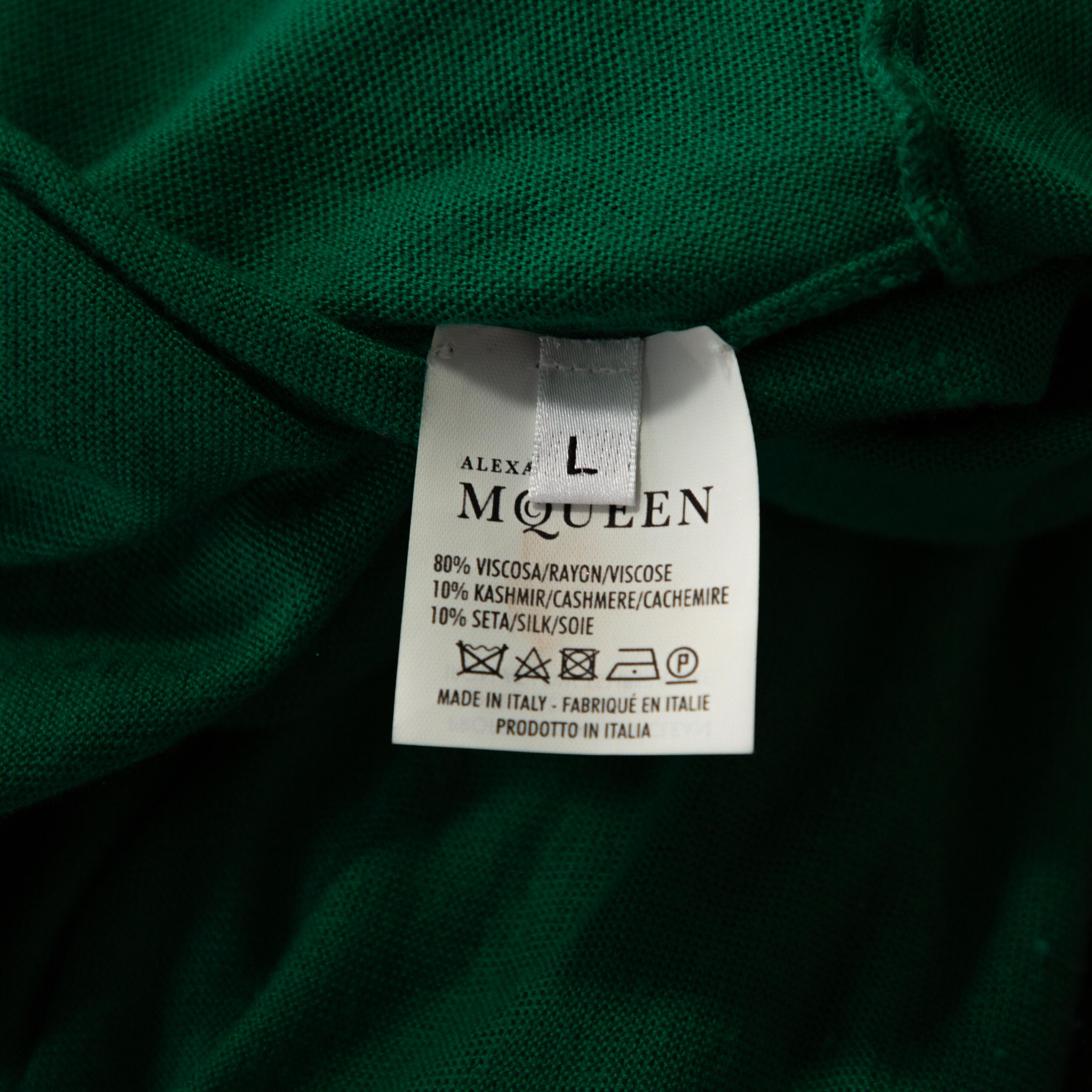Women's Alexander McQueen Green Knit Turtle Neck Fitted Dress L