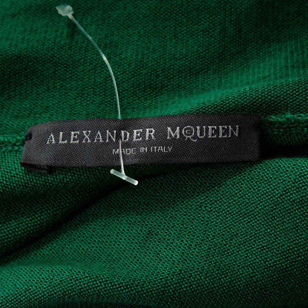Alexander McQueen Green Knit Turtle Neck Fitted Dress L 2